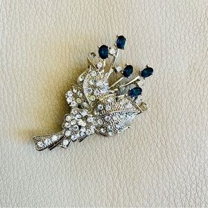 Elegant Silver and Blue Brooch Boutique flowers